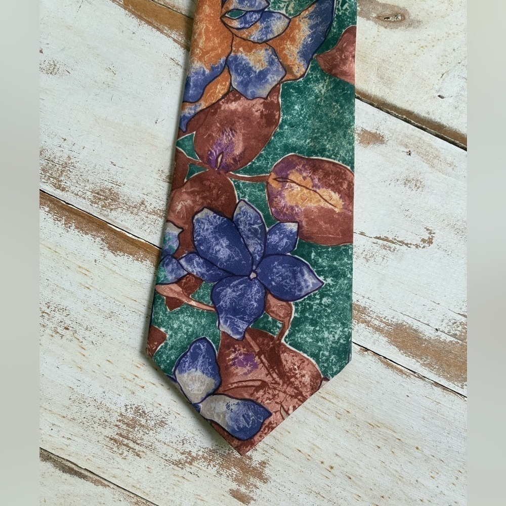 JORDACHE retro abstract artsy necktie 80s men’s tie floral vintage office RARE